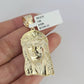 10K Solid Gold Miami Cuban Chain SET Jesus Head Pendant Charm 18"-26" 2.5mm
