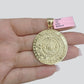 Real 14K Yellow Gold Aztec Calendar Charm Solid Pendant For Chain 14KT Necklace