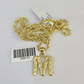 10k Gold Initial M Charm Rope Chain 16"-26" 2.5mm SET Necklace Alphabet Pendant