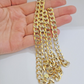 Real 10k Yellow Gold Chain Curb Link Necklace 8mm 28 Inch Diamond Cut Two-tone