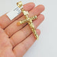 Real 10k Yellow Gold Cross charm Hollow INRI Pendant 2.5 Inch For Mens 10KT /AS