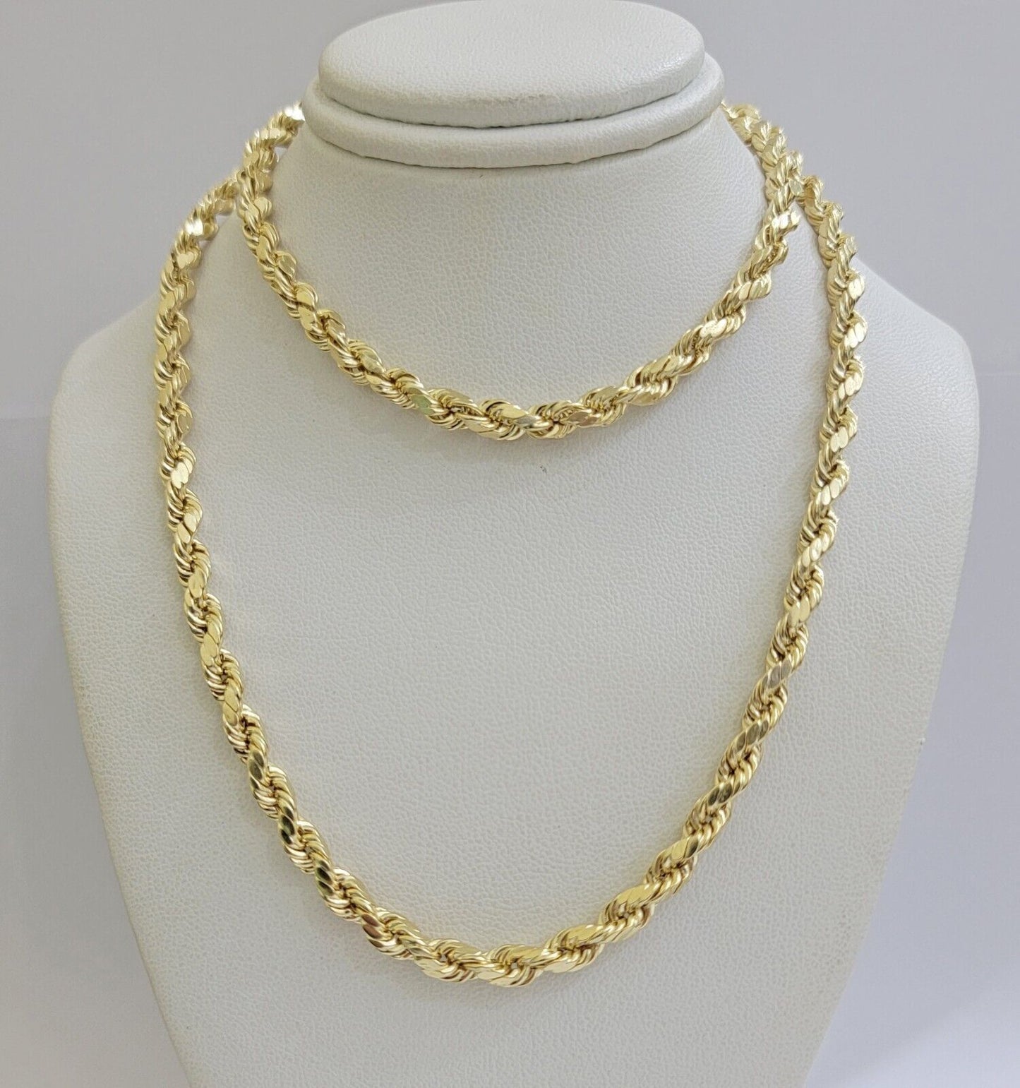 14k Yellow Gold Rope Chain Necklace SOLID 18-30 Inch 3mm-10mm Diamond Cuts, REAL