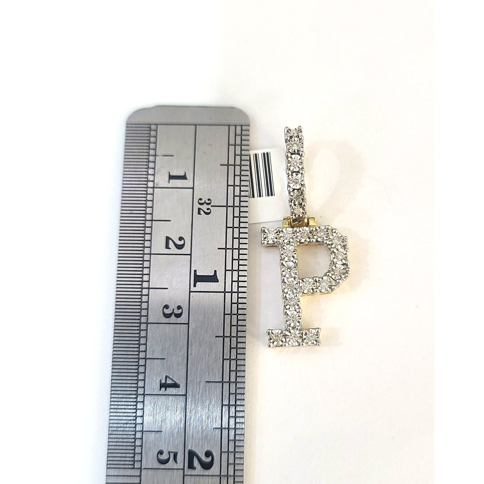 10K Gold Miami Cuban Chain P Diamond Initial 18"-24" 2mm Pendant Necklace SET