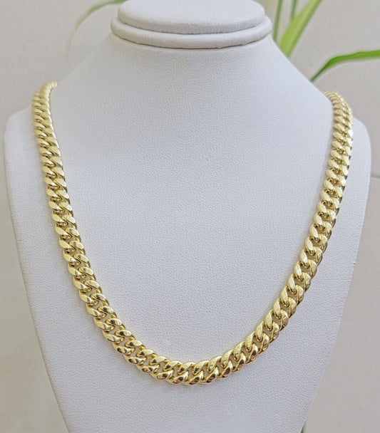 Real 10k Gold Chain Necklace Miami Cuban Link 20 - 30 Inch Men's 10KT 7mm