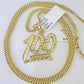 Real 10k Gold Franco Chain Necklace With 100 Sign Charm Pendant SET 18-26 inch