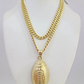10k Foot Ball Charm Miami Cuban Chain Pendant Set 5mm Necklace Yellow Gold