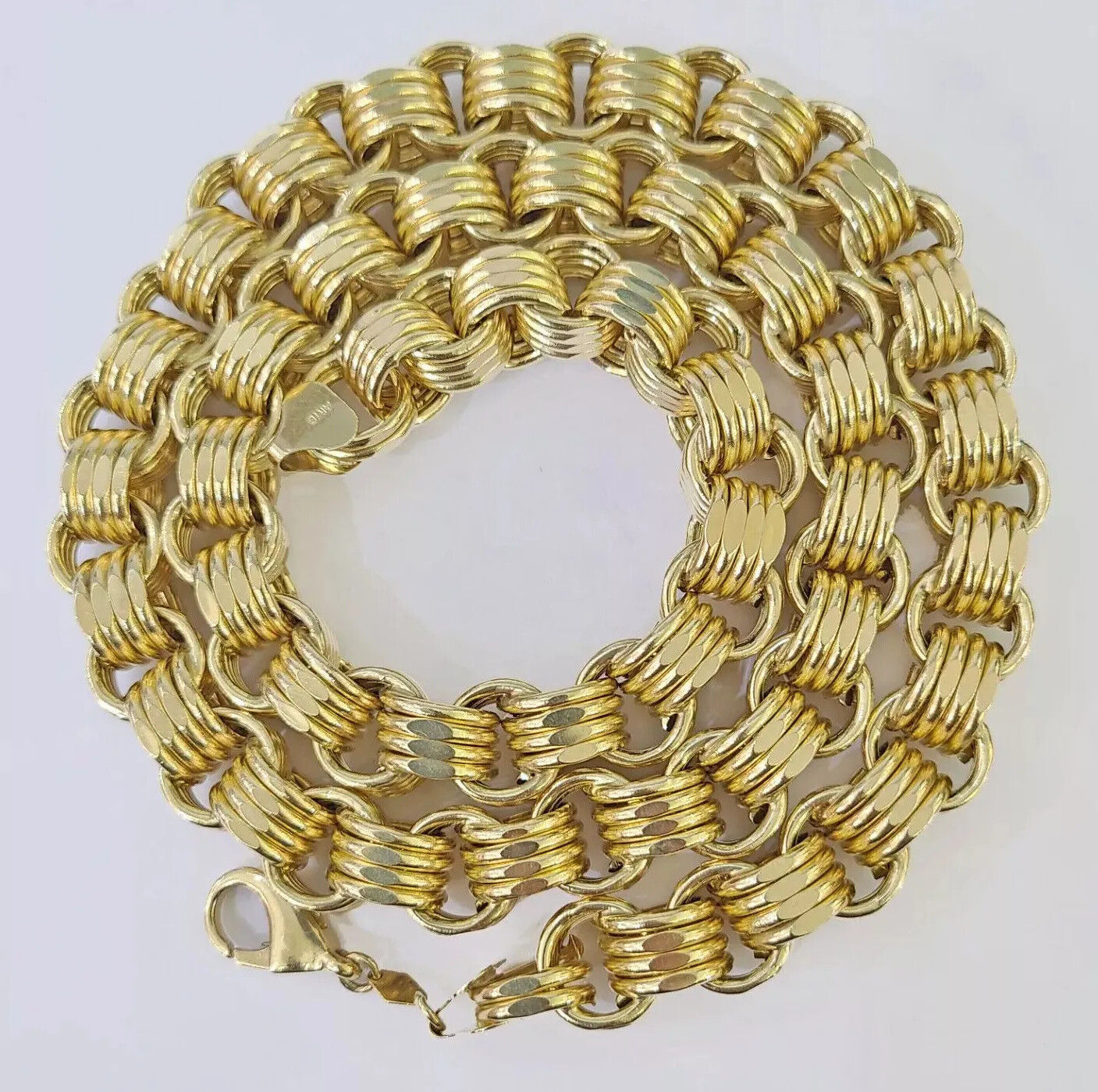 Real 10k Gold Necklace Byzantine Box Chain 12mm 26 Inch For Mens 10kt Alexandria