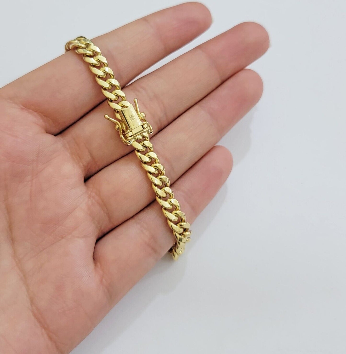 Real 10k Yellow Gold Bracelet Miami Cuban Link 8 Inch 7mm For Men & Women 10 KT