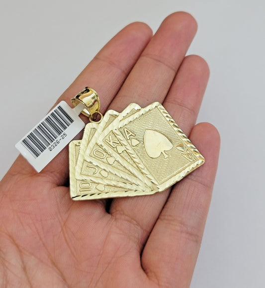 Real 10k Yellow Gold charm Flash Card Pendant 1.75 Inch For Men's 10KT GOLD /AS