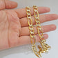 Figaro Link Chain Real 10k Yellow Gold 8mm Necklace 18- 30 Inch Solid Two Tone