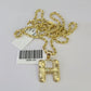 10k Gold Initial H Charm Rope Chain 16"-26" 2.5mm SET Necklace Alphabet Pendant