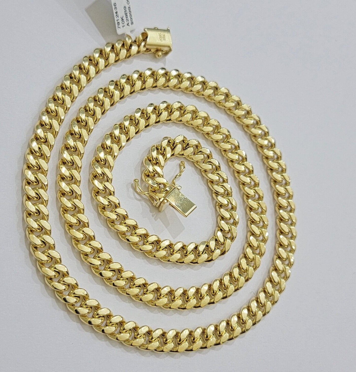 Real 10k Gold Chain Necklace Miami Cuban Link 7mm 20 - 30 Inch Men 10KT Box Lock