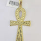 10k Yellow Gold Nugget Ankh Charm Pendant 2.75 Inch For Men's REAL 10KT Gold