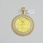 Real 10k Yellow Gold Pendant Copy Coin charm 50 pesos 2.25 Inch, Men's 10KT / A1