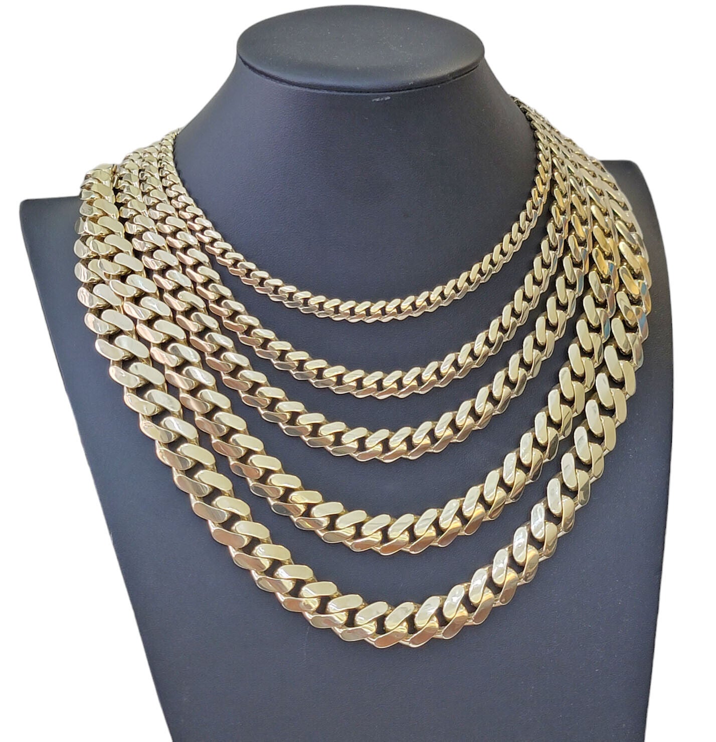 Real 14k Yellow Gold Necklace Link Chain Royal Cuban 7mm- 15mm 20 22 24 26 Inch
