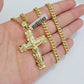 Real 10k Gold Cross Pendant Necklace 24 Inch SET Chain 5mm Miami Cuban Link 10KT