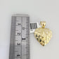 Real 10k Gold Chain Pendant SET Nugget Heart Charm Miami Cuban Link Necklace 2mm