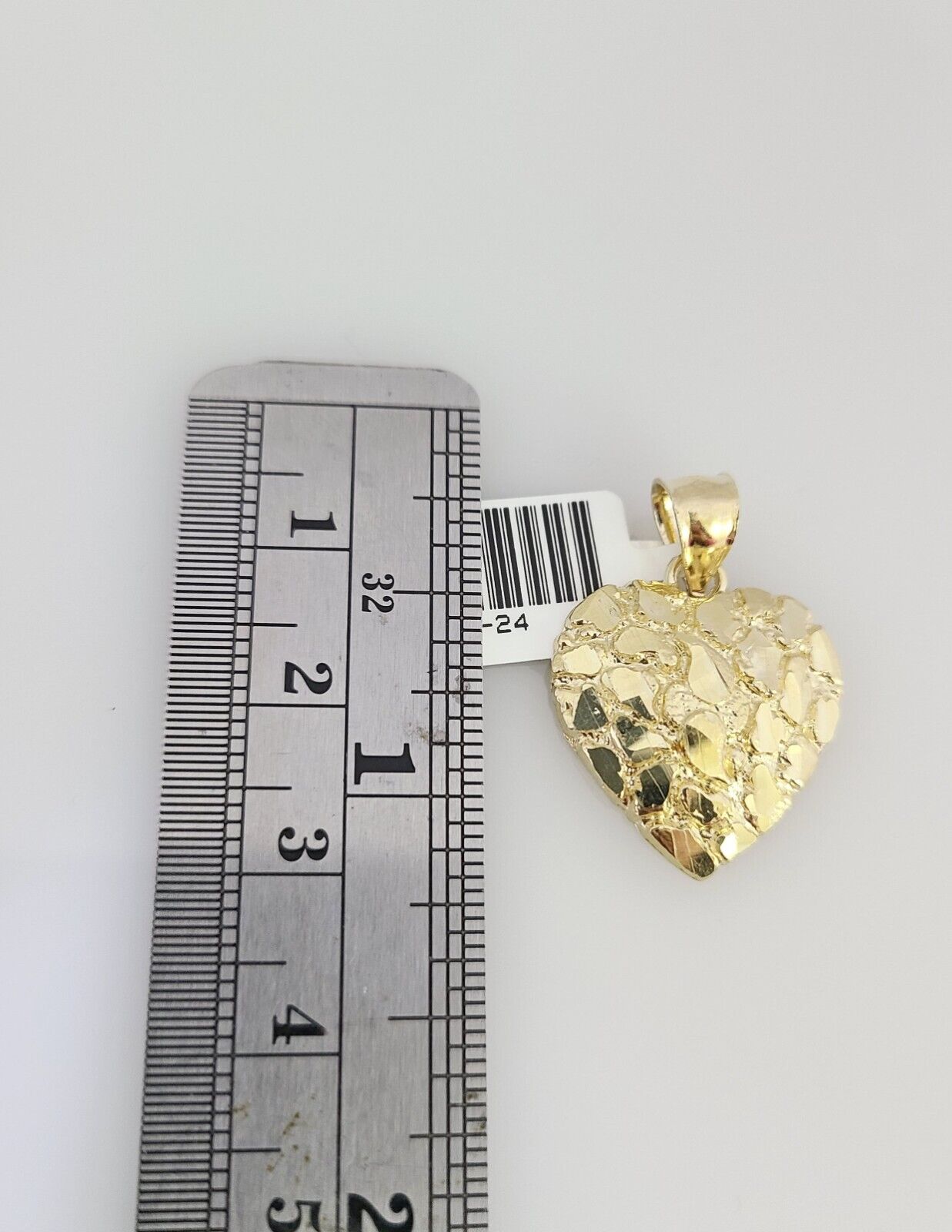 Real 10k Gold Chain Pendant SET Nugget Heart Charm Miami Cuban Link Necklace 2mm