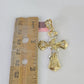 Real 14k Chain Cross Charm Set Miami Cuban Link 4mm Necklace Pendant 20"