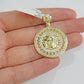 Real 10k Yellow Gold Charm Pendant Medusa Head 1.5" With Stones 10kt for Chain