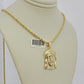 Real 10k Gold Rope Chain Jesus Head Charm Pendant Set 3mm Necklace 18"-26" SOLID