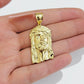 Real 14k Gold Charm Pendant Jesus Head 14kt Yellow Gold For Men Diamond Cuts