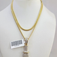 10K Solid Gold Miami Cuban Chain SET Diamond Plug Charm 18"-26" 2.5mm Necklace