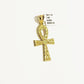 Real 10k Yellow Gold Ankh Cross charm Nugget Pendant 2 Inch For Men's 10 KT / AS