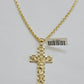 Real 10k Gold Rope Chain Cross Charm Pendant SET 3mm 20" Necklace Jesus Crucifix