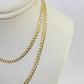 Real 18kt Cuban Curb Chain Necklace 3mm 22 Inch Yellow Gold Men Women SOLID