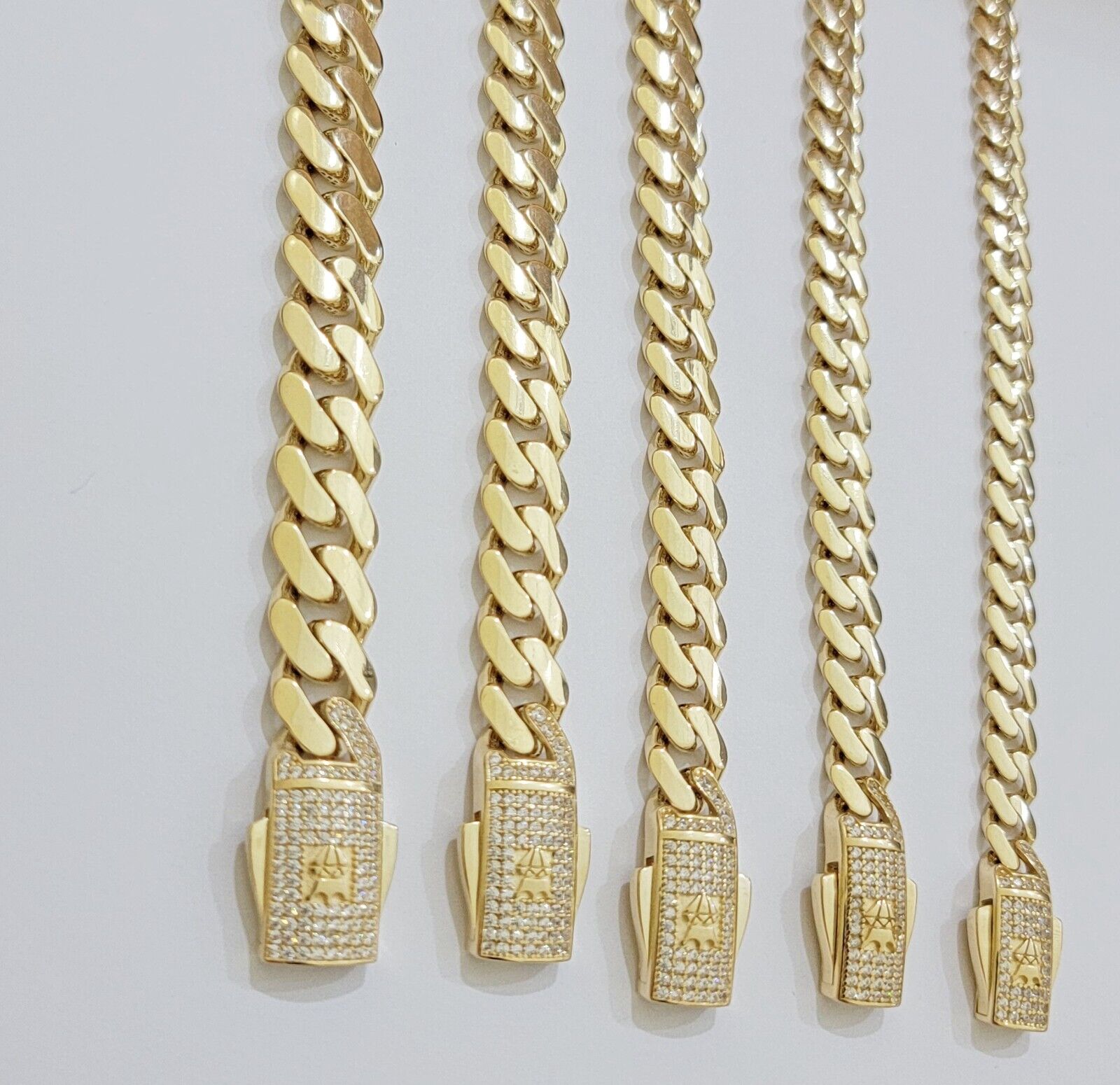 Real 14k Yellow Gold Necklace Link Chain Royal Cuban 7mm- 15mm 20 22 24 26 Inch