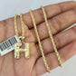 10k Gold Initial H Charm Rope Chain 16"-26" 2.5mm SET Necklace Alphabet Pendant