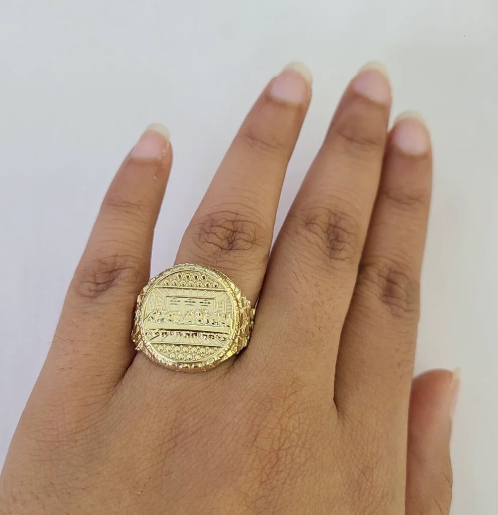 10k Yellow Gold Last Supper Ring Casual Band Genuine Brand New Religious