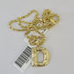10k Gold Initial D Charm Rope Chain 16"-26" 2.5mm SET Necklace Alphabet Pendant