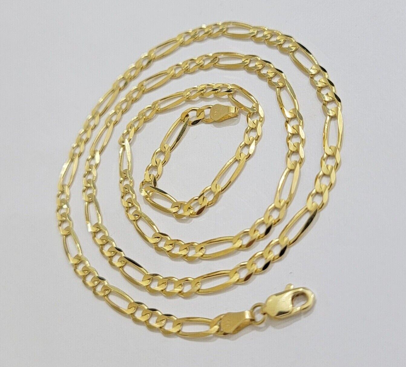 Figaro Link Chain 14k Yellow Gold Necklace 3.5mm 18 - 28 Inch SOLID 14kt STRONG