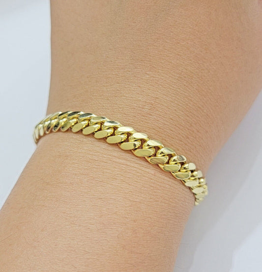 7mm 14k Gold Bracelet Miami Cuban Link 7"- 9 Inch Real 14kt Yellow Gold SOLID