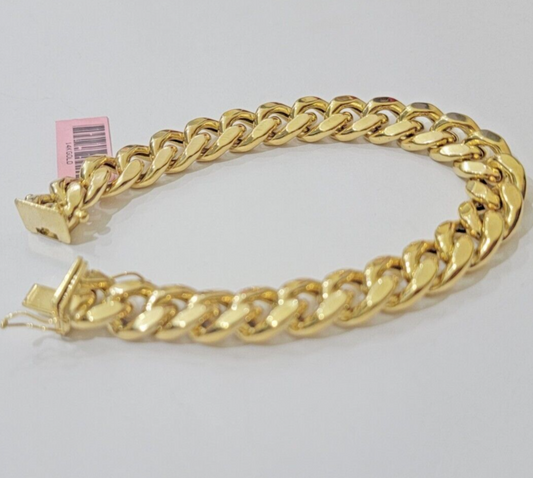 Real 14k Yellow Gold Bracelet 9 Inch Miami Cuban Link Box Clasp For Men's 14KT