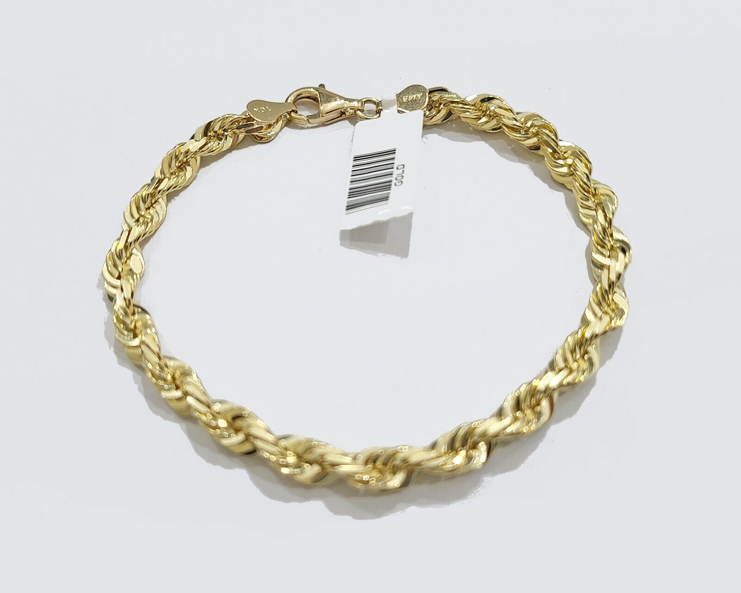 Real 10k Yellow Gold Bracelet 6mm Rope Bracelet Solid 8 inch 10kt Diamond Cuts