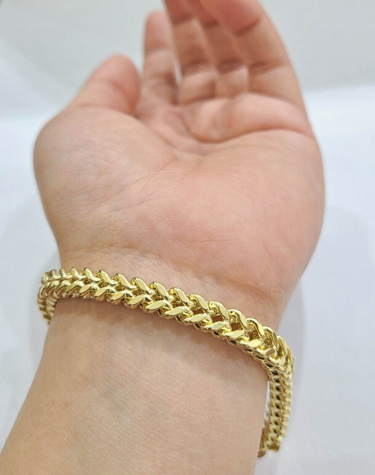 Real 10k Yellow Gold Bracelet 6mm Franco Style 8.5 inch 10kt Strong For Mens