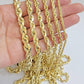 Real 10k Gold Rope Chain Necklace 18-30 Inch 3mm To 10mm Diamond Cut 10KT Yellow