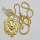 REAL 10k Gold Franco Necklace Charm Lion Head Pendant SET 20 - 26 Inch 3mm Chain