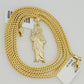 Real 10k Gold Saint Jude Charm Pendant & Franco Chain Necklace SET 2.5mm 18"-24"