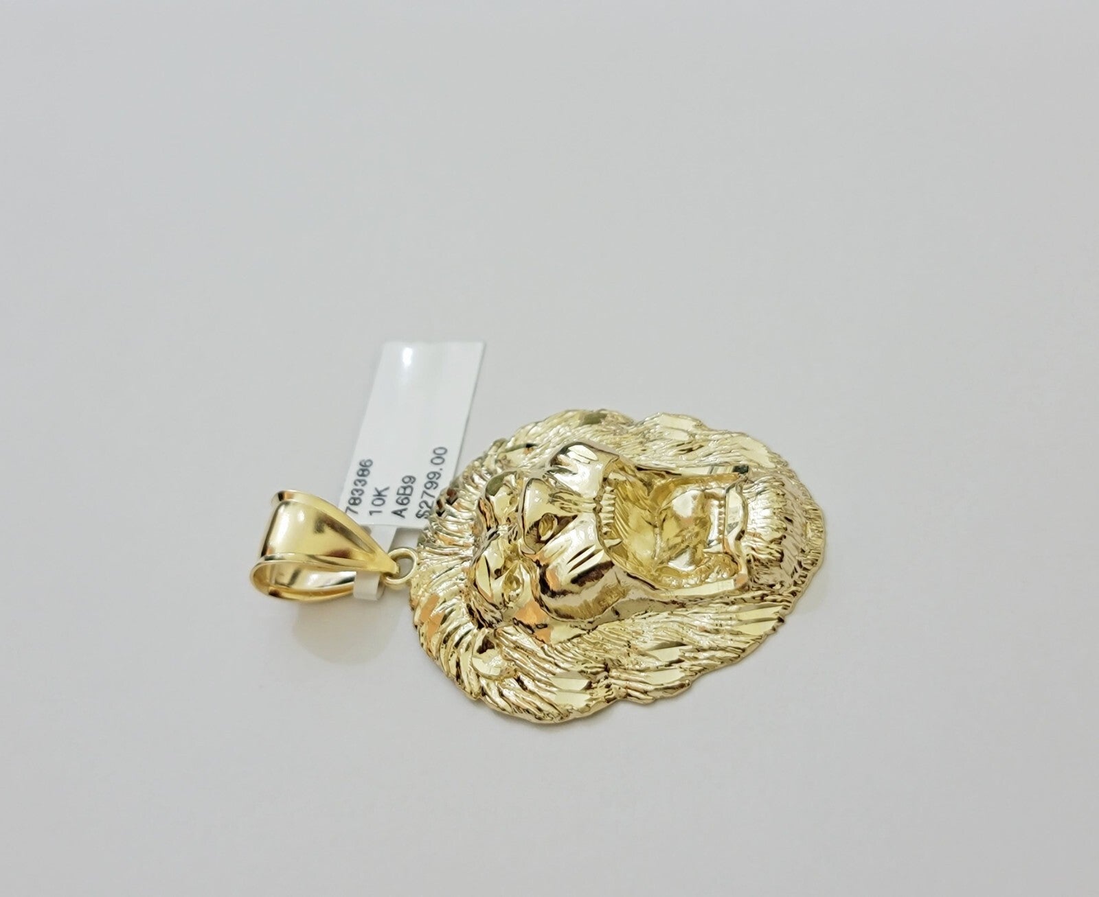 Real 10k Yellow Gold charm Pendant Lion Head 2 Inch For Men's 10KT / CAL