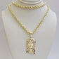 Real 10k Gold Rope Chain & Jesus Face Charm Pendant SET 5mm 18-28 inch Necklace