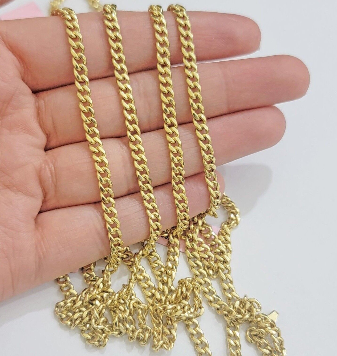 Real 14K Yellow Gold Chain Necklace Miami Cuban Link Chain 4.5mm 18" - 26'' Inch