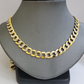 Real 10k Yellow Gold Chain Curb Link Necklace 10mm 28 Inch Diamond Cut Two-tone