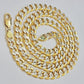 Real 10k Yellow Gold Chain Curb Link Necklace 8mm 18-30 Inch Diamond Cut Twotone