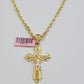 REAL 14k Gold Rope Necklace Cross Charm Pendant SET SOLID 4mm 20" Choker Chain