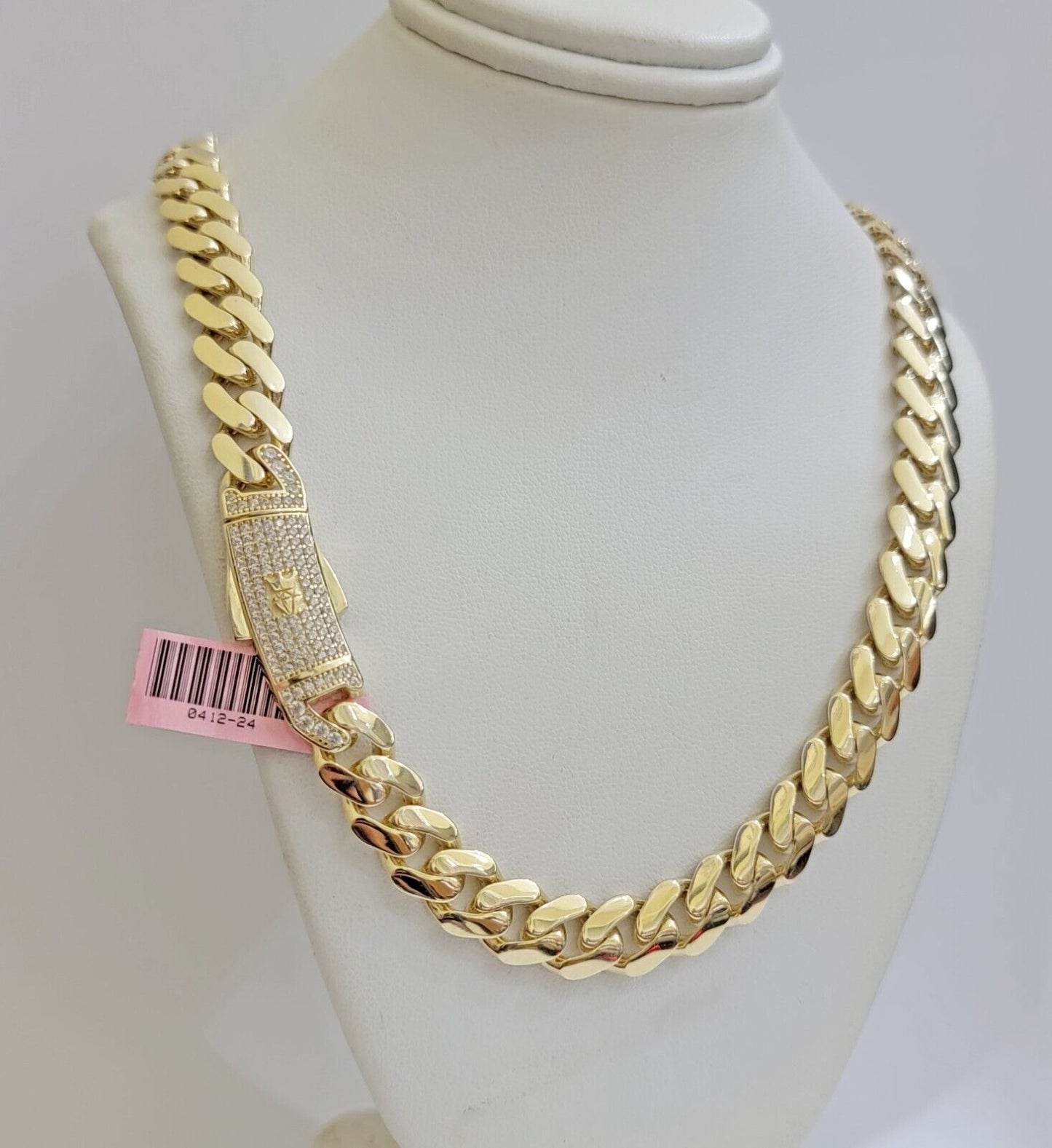 11mm Miami Cuban Royal Link Chain Necklace Box Lock Real 14K Yellow Gold On Sale
