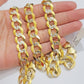 10K Yellow Gold Cuban Curb Link Chain Necklace 12mm Diamond Cut 20-30 Inch SOLID